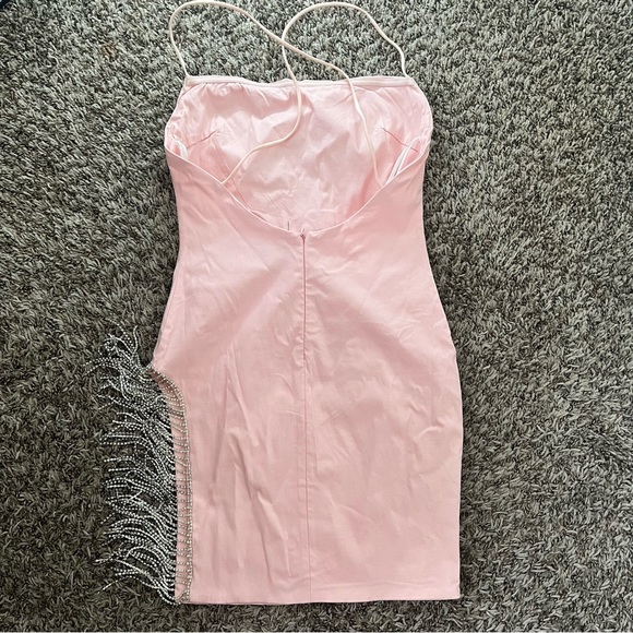 White Fox Boutique Pink Sparkle Fringe Backless Mini Dress - Picture 4 of 5